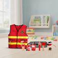 thumbnail image 4 of Chaleco De Bombero Para Niños, Juguete De Simulación, Regalos, Juego De Rol De Bombero De Madera, Diseño Educativo Realista, Juego De Rescate De Incendios Para Niños En Edad Preescolar., 4 of 7