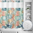 thumbnail image 2 of No Hook Shower Curtain, Coastal Beach Shower Curtains for Bathroom with See Through Top Window, Nautical Summer Coral Starfish Shell Waterproof & Washable Bath Curtain Standard 72"x72", 2 of 9