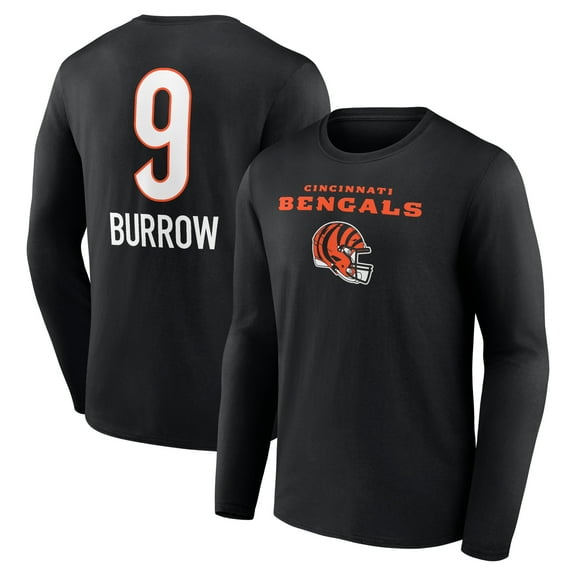 Men's Joe Burrow Cincinnati Bengals Black Team Wordmark Long Sleeve T-Shirt