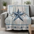 thumbnail image 2 of Texas Star Blue Blanket Soft Cozy Warm Throw Blanket for Couch, Plush Fuzzy Flannel Fleece Blankets for Sofa, Farmhouse Country Branches Wooden Grain Bed Blankets Lightweight Gifts for Women, 50"x80", 2 of 9