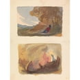 thumbnail image 2 of Thomas Sully 12x14 Black Ornate Wood Framed Double Matted Museum Art Print Titled: Landscape with Figure Reclining Against Hill - Titian and Venetian School (No. 7); Landscape - Variety of W, 2 of 5