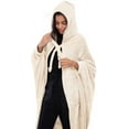 thumbnail image 4 of Mintra Home Wearable Blanket Hoodie, Soft, Warm & Cozy Snuggies for Women & Men, Hooded Blanket with Full Sleeves for Adults, One Size Fits All, 70in x 62in (Cream), 4 of 4
