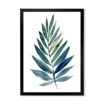 Designart 'Tropical Green Leaf On White' Farmhouse Framed Art Print
