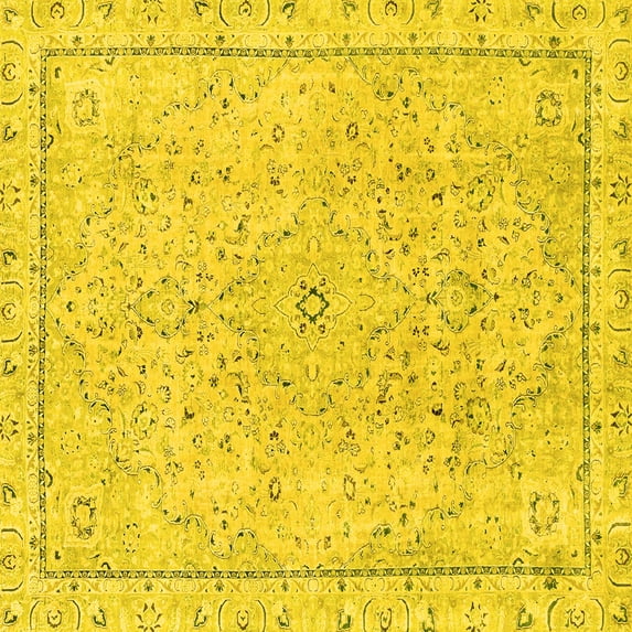 Ahgly Company Indoor Square Abstract Yellow Modern Area Rugs, 5' Square