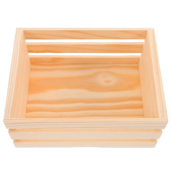 LOLIPPYY Small Wooden Desktop Storage Box Basket Beige Organizer for Home and Office, 1 Set