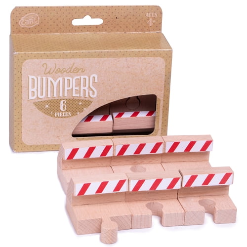 Wooden Train Track Bumpers, 6pack