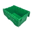 thumbnail image 2 of UBMOVE Green Storage and Packing Plastic Tote Crate Attached Lid Flip Top, 27"x17"x12", 2 of 7