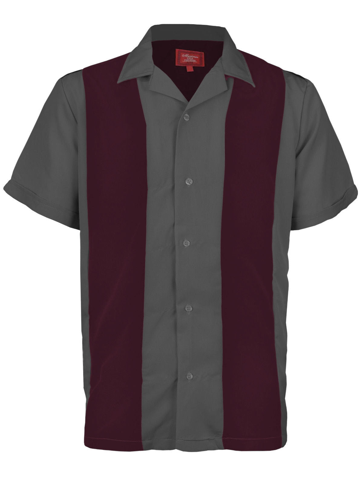 Maximos - Men's Two Tone Bowling Casual Dress Shirt (Burgundy / Dark ...