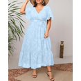 thumbnail image 4 of Vestido Pinup Fashion azul claro de verano maxi talla grande para mujer, 4 of 7