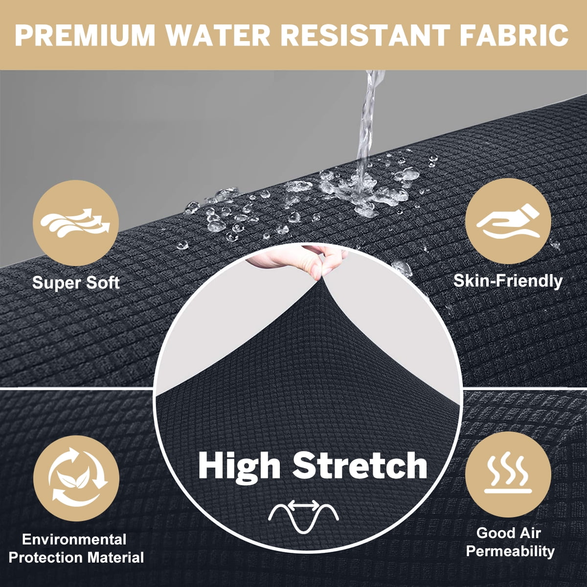 Sanmadrola 100% Waterproof Sofa Cover Non Slip Couch Cover Stretch Slipcover Leakproof Couch Protector for Kids Dogs Cats Pets, Dark Gray, Sofa