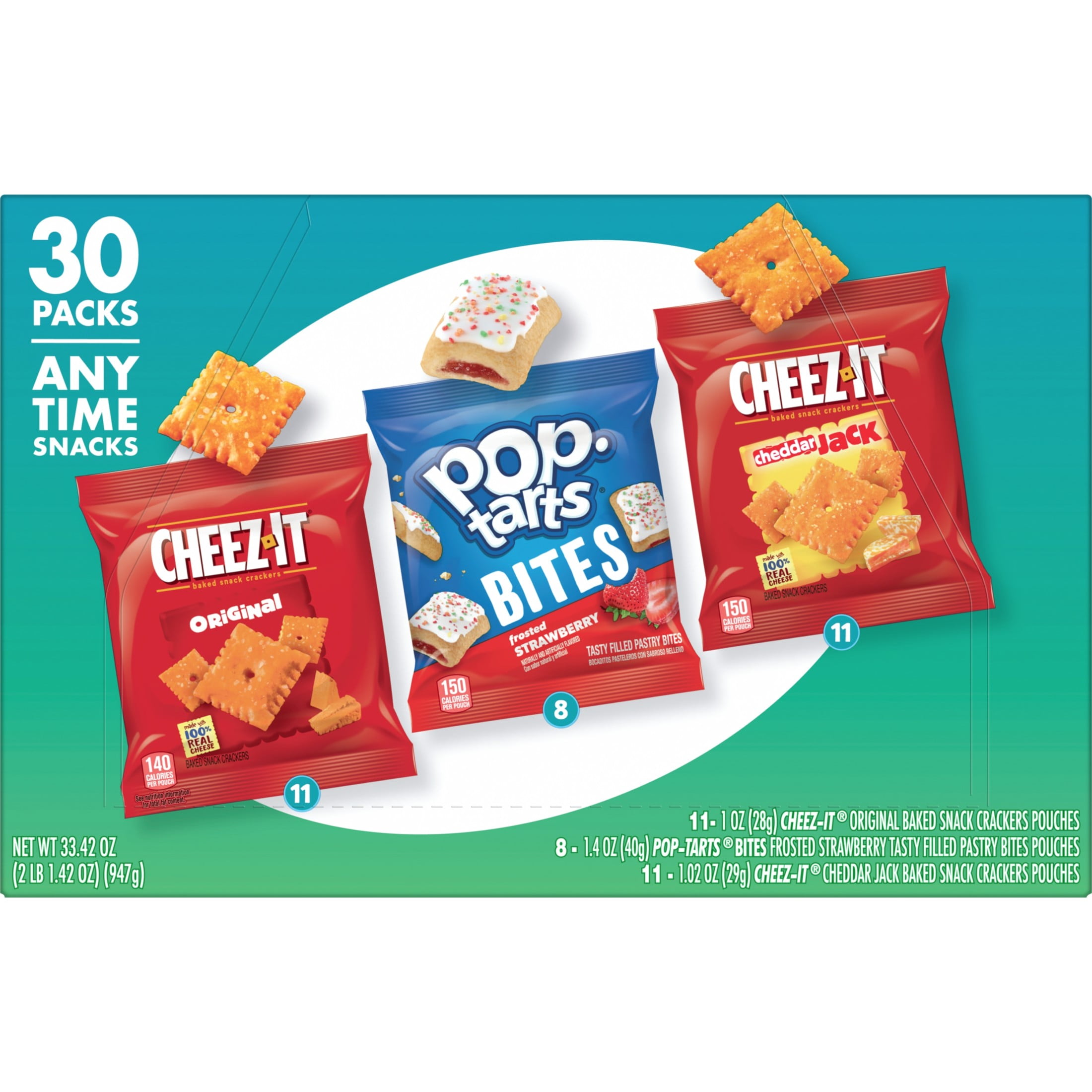 Cheez-It & Pop-Tarts Grab 'N Go Variety Pack Lunch Snacks, 33.42 oz 30 Count