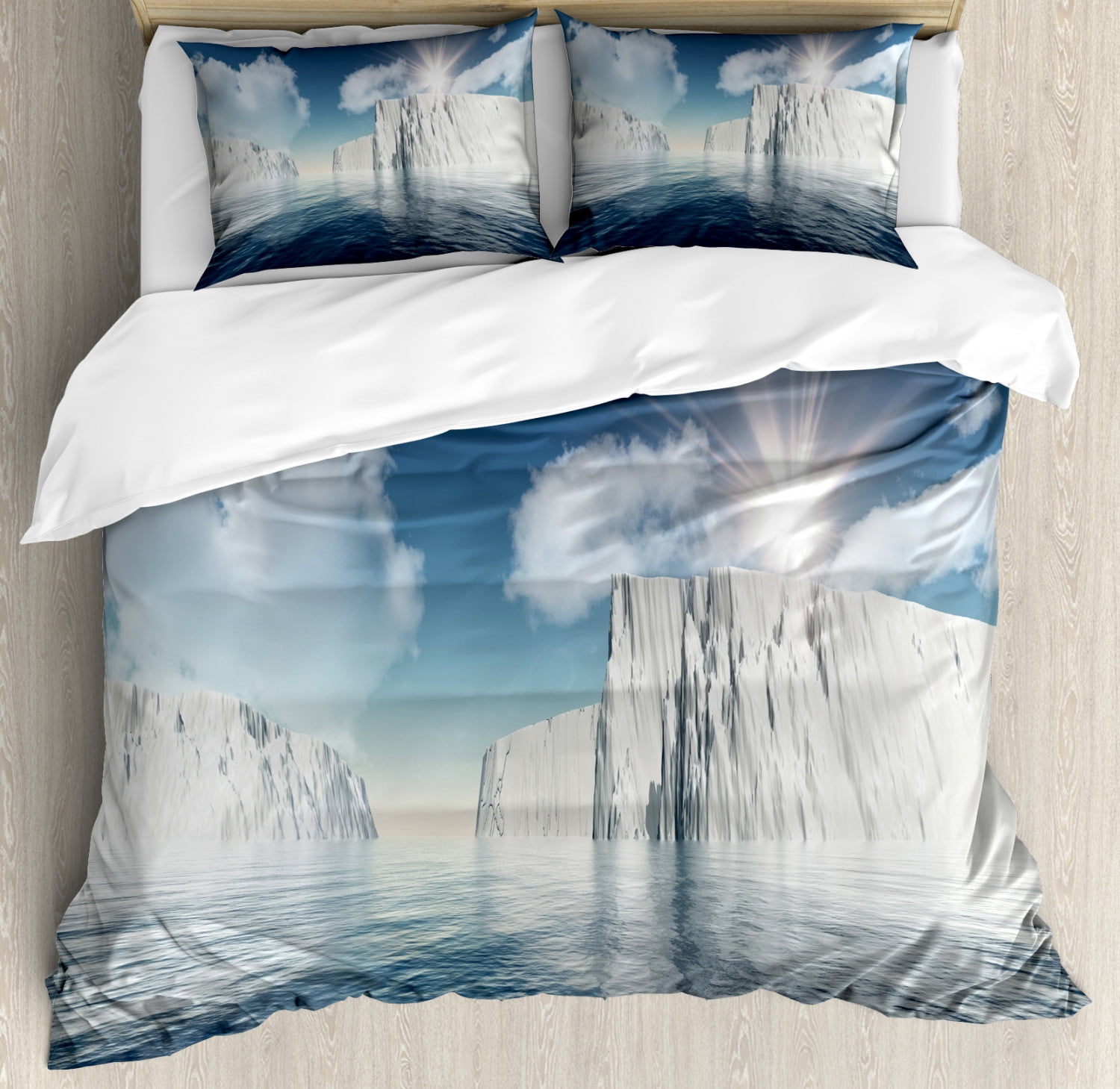 Ice Berg Duvet Cover Set King Size, Illustration of Fluffy Clouds and ...