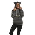 thumbnail image 4 of Gibobby Tops Mujeres Casual Suéter con capucha de felpa de manga larga Europa y América Casual Big Pocket Cat And Dog Hair Suéter de felpa de otoño e invierno （Gris， L), 4 of 5