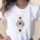 thumbnail image 5 of Puntoco Camiseta suelta de cuello redondo para mujer con estampado gráfico geométrico de moda para mujer Puntoco Puntoco-9, 5 of 9