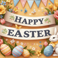 thumbnail image 3 of Happy Easter Photography Backdrop Spring Green Grass Rabbit Bunny Eggs Wooden Board Baby Shower Kids Portrait Decor Background, 3 of 4