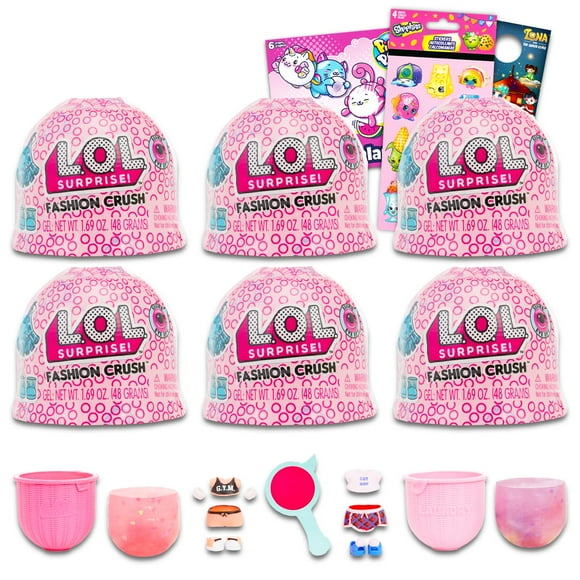 LOL Doll Party Favors Set - Bundle with 6 LOL Doll Fashion Crush Mystery Toys Plus Pikmi Pops Stickers, Shopkins Stickers, and More (LOL Doll Party Supplies)