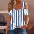 thumbnail image 2 of YUGYXL Eyelet Tops for Women Cold Shoulder Floral Blouse Scoop Neck Shirts Dressy Casual Blouses Summer Vacation Outfits Tops A Navy Top S, 2 of 5