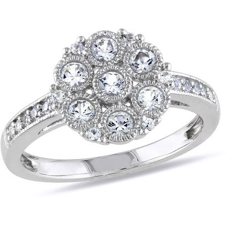 Miabella 3/4 Carat T.G.W. Created White Sapphire Sterling Silver Flower Ring