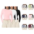 thumbnail image 1 of 3 Pcs Chemises à Manches Longues pour Femmes 2026 Printemps Décontracté Court Col Rond Ajusté T-Shirt sous-Vêtement, 1 of 2