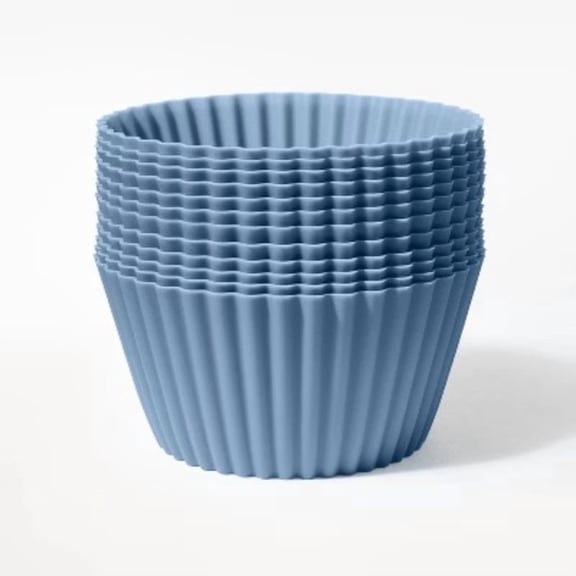 12ct Silicone Baking Cups Blue - Oven-Safe, Dishwasher & Microwave-Safe Cupcake Liners