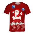 thumbnail image 1 of Camiseta de Navidad con estampado 3D para hombre y mujer, camisa informal de manga corta con cuello redondo, muñeco de nieve y alce, Unisex, 1 of 4