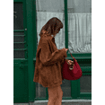 thumbnail image 4 of Abrigo informal de manga larga para mujer, Chaqueta con bolsillo y cuello Retro, Color liso, a la moda, para ir al trabajo, Otoño, 2024, 4 of 5
