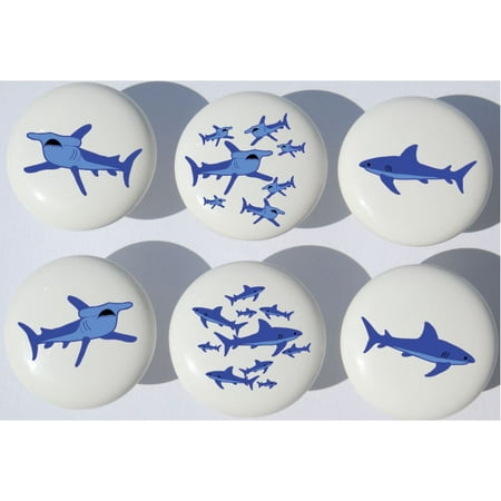 - Shark Drawer Pulls / Sharks Furniture Ceramic Cabinet Knobs / Shark Children's Decor