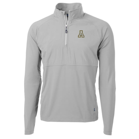 Men's Cutter & Buck Silver Appalachian State Mountaineers Adapt Eco Knit Hybrid Recycled Quarter-Zip Pullover Top