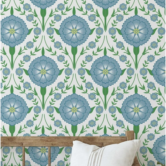 S4Sassy Royal Floral Medallion Wallpaper - Asian Style Wall Covering, 25" X 120" Self-Adhesive Plain Vinyl Wallpaper, Decorative Wallwrap, Easy Diy Wall Covering For Bedroom, Living Room - White