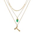 thumbnail image 2 of Zeus Fashion 26 Letters Natural Stone Charm Multi Layer Chain Necklace Women Jewelry, 2 of 7