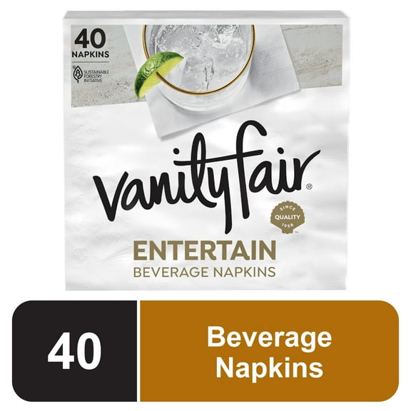 Vanity Fair Entertain Disposable Beverage Napkins (40 Count)