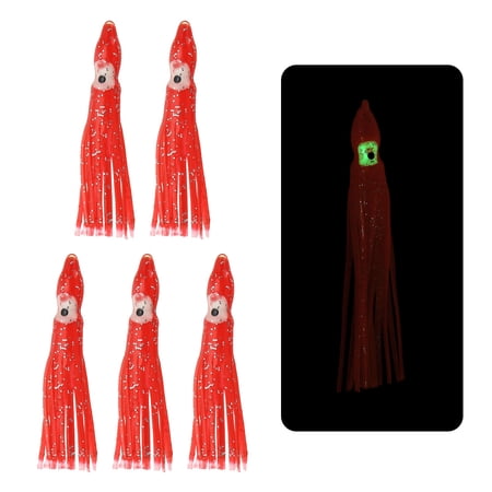 Fishing Squid Skirts Glow Soft Plastic Trolling Lures Fit for Bass Trout Salmon Saltwater Fishing Bait Burgundy 2 Inch