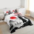 thumbnail image 3 of Castle Fairy Teenagers Japanese Samurai Full Size Comforter Sets,Black Red Bedding Sets, 3 of 8