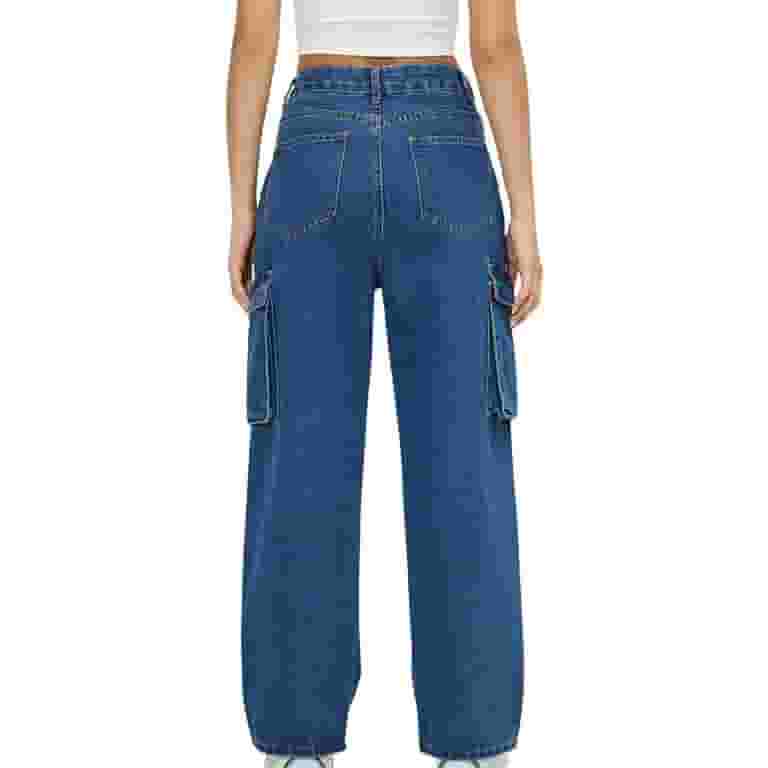 Cargo Jeans for Women Trendy High Waisted Wide Leg Denim Cargo Jeans for Women Trendy High Waisted Wide Leg Denim