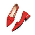 thumbnail image 3 of YDN Women Fashion Pointed Closed Toe Block Low Heel Pumps Slip On Flats Shoes Office Daily Shopping Size 15 Red, 3 of 4