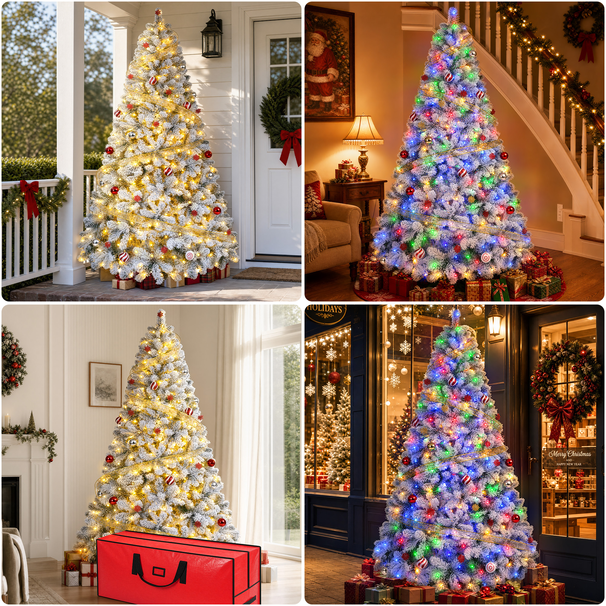 FIRSTNESS 7.5ft Pre-Lit Snow Flocked Christmas Tree, 11 Light Modes photo 8