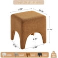 thumbnail image 2 of 17" Boucle Modern Square Foot Stool Ottoman, Vanity Stool for Makeup, Rectangle Foot Rest for Couch, Upholstered Ottoman Stool for Living Room, Bedroom, Entryway (1, Curry), 2 of 14