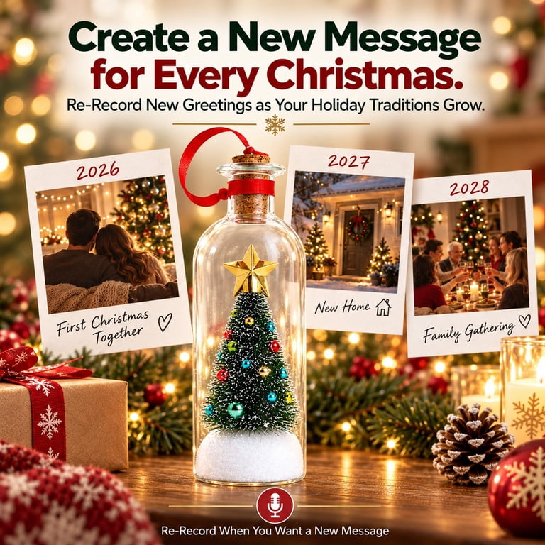Boice Message Recordable Christmas Tree in a Bottle, Voice Recording Christmas ...