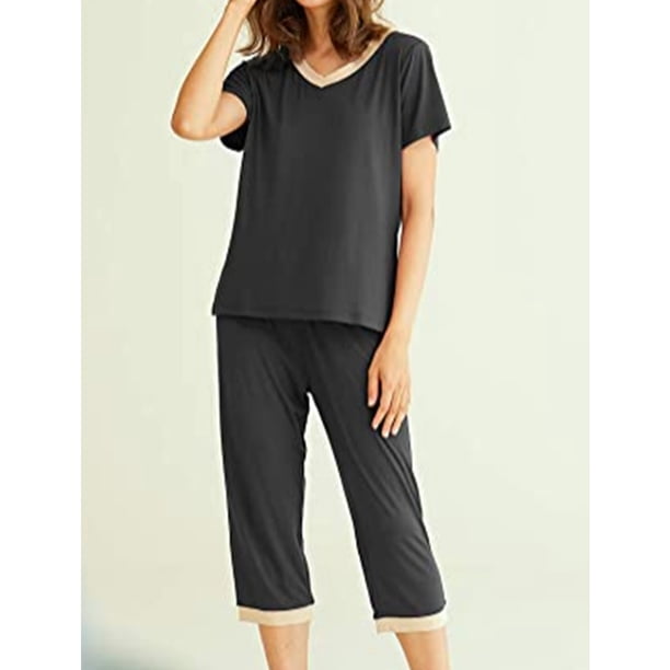 Pijama de algodón mercerizado con cuello en V para mujer New Home traje de manga corta Ehuebsd Para estrenar