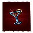 thumbnail image 3 of Ambesonne Bar Shower Curtain, Cocktail Glass over Brick Wall, 69"Wx75"L, Burgundy Azure Blue, 3 of 5