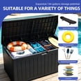 thumbnail image 4 of Uforic 134 Gallon Waterproof Resin Deck Storage Box with Lockable Lid, 2-Seater Patio Bench for Outdoor Cushions Garden Tools Pool Supplies, Black, 4 of 9