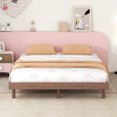 thumbnail image 2 of Full Size Floating Bed, Modern Platform Bed with 9 Rubberwood Legs, Minimalist Bed Frame for Bedroom, Guest Room, Apartment, Headboard Not Included, Walnut, 2 of 9