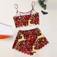 thumbnail image 4 of Women Christmas Outfit Women's Festive Reindeer Print Sleepwear Set Sleeveless V-Neck Top and Shorts Comfortable Nightwear Outfit Purple 2XL, 4 of 4