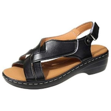 

Hvyesh Orthopedic Sandals Women Flat Dressy Casual Gladiator Sandal with Arch Support Anti-Slip Sandals Casual Beach Open Toe Wedge Shoes Comfort Ankle Strap Slip On Platform Sandals