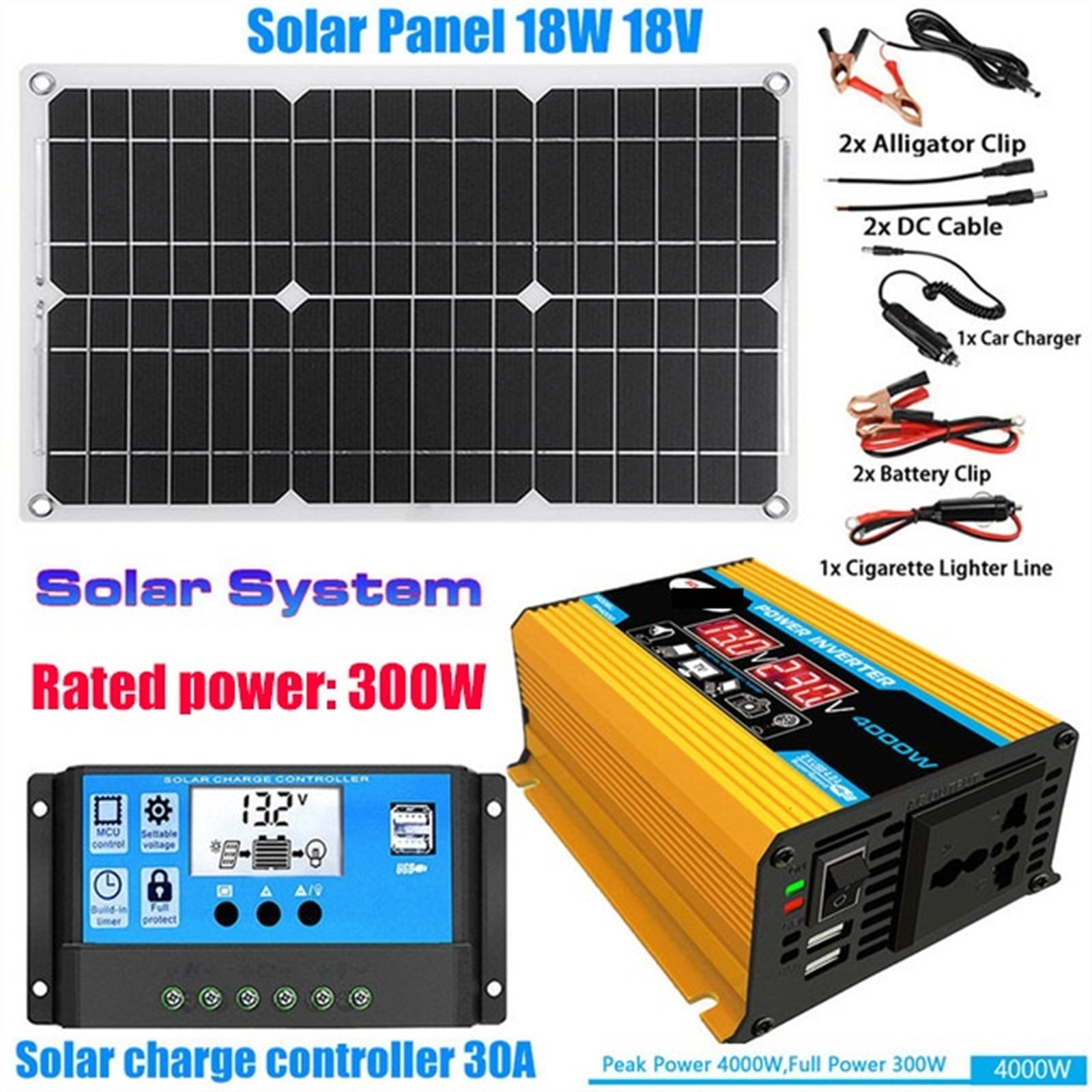 110-220 Solar Battery Inverter 4000W/6000W Solar Panel 18W Controller LED Display Solar Inverter Battery Smart Charging Board ,Portable Design