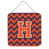 Carolines Treasures CJ1042-HDS66 Letter H Chevron Orange and Blue Wall or Door Hanging Prints 6HX6W multicolor