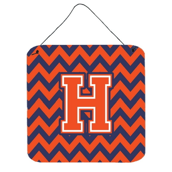 Carolines Treasures CJ1042-HDS66 Letter H Chevron Orange and Blue Wall or Door Hanging Prints 6HX6W multicolor