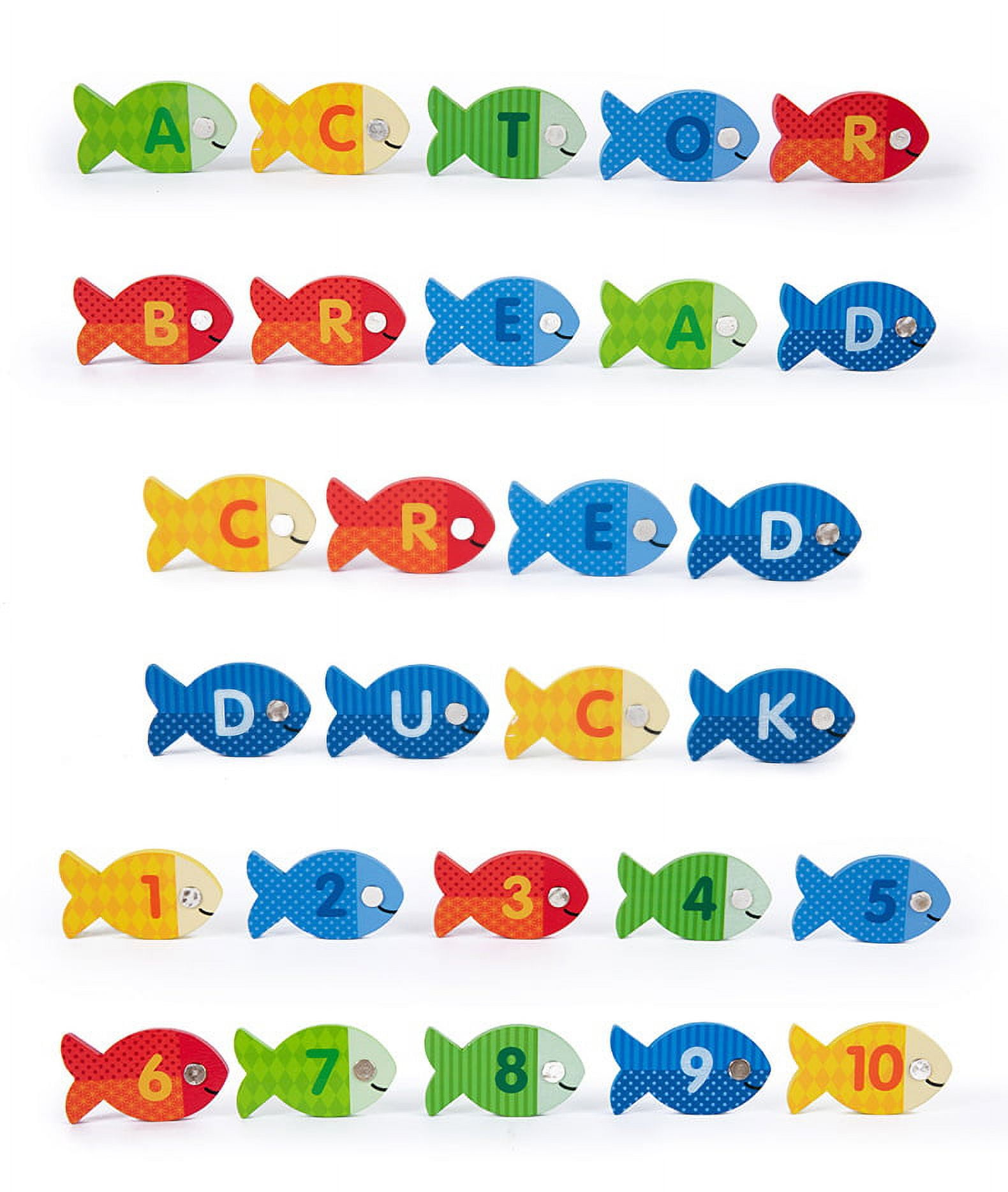 Magnetic Wooden Fishing Game Toys for Toddlers, Alphabet Fish Catch  Counting Game Puzzle with Numbers and Letters, Preschool Learning ABC and Math  Educational Toys 