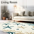 thumbnail image 2 of Flatwoven High Traffic Area Rug, Beachside Starfish and Seashell Pair with Nautical Accents, Non Slip, Stain Resistant, Washable Area Rugs for Living Room, Bedroom(Beige, 4X6), 2 of 8