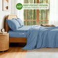 thumbnail image 4 of Sonoro Kate 100% Organic Luxurious Bamboo Sheets, King Sheet Set 4-Piece with 16" Deep Pocket, Silky Smooth Luxury Bed Sheets, Lake Blue, 4 of 8